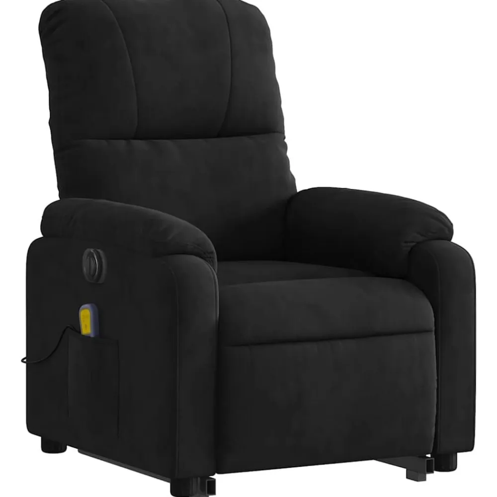 vidaXL Sillón masaje eléctrico reclinable elevable tela Negro Clearance