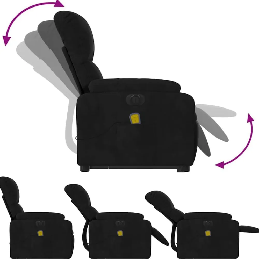 vidaXL Sillón masaje eléctrico reclinable elevable tela Negro Clearance