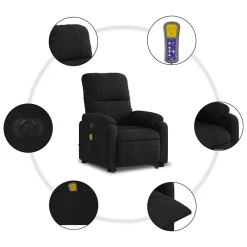 vidaXL Sillón masaje eléctrico reclinable elevable tela Negro Clearance