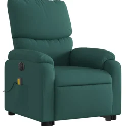 vidaXL Sillón masaje eléctrico reclinable elevable tela Verde oscuro Discount