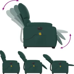 vidaXL Sillón masaje eléctrico reclinable elevable tela Verde oscuro Discount