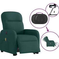 vidaXL Sillas-Sillón masaje eléctrico reclinable elevable tela