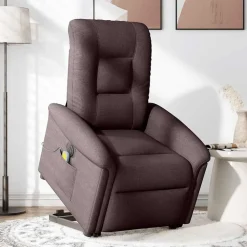 vidaXL Sillas-Sillón masaje eléctrico reclinable elevable tela marrón oscuro
