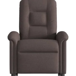 vidaXL Sillas-Sillón masaje eléctrico reclinable elevable tela marrón oscuro