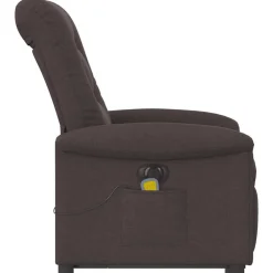 vidaXL Sillas-Sillón masaje eléctrico reclinable elevable tela marrón oscuro