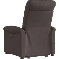 vidaXL Sillas-Sillón masaje eléctrico reclinable elevable tela marrón oscuro