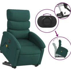 vidaXL Sillas-Sillón masaje eléctrico reclinable elevable tela