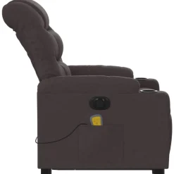 vidaXL Sillas-Sillón masaje eléctrico reclinable elevable tela marrón oscuro