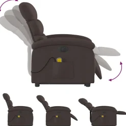 vidaXL Sillas-Sillón masaje eléctrico reclinable elevable tela marrón oscuro