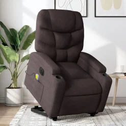 vidaXL Sillas-Sillón masaje eléctrico reclinable elevable tela marrón oscuro