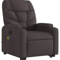 vidaXL Sillas-Sillón masaje eléctrico reclinable elevable tela marrón oscuro