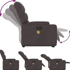 vidaXL Sillas-Sillón masaje eléctrico reclinable elevable tela marrón oscuro