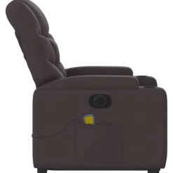vidaXL Sillas-Sillón masaje eléctrico reclinable elevable tela marrón oscuro