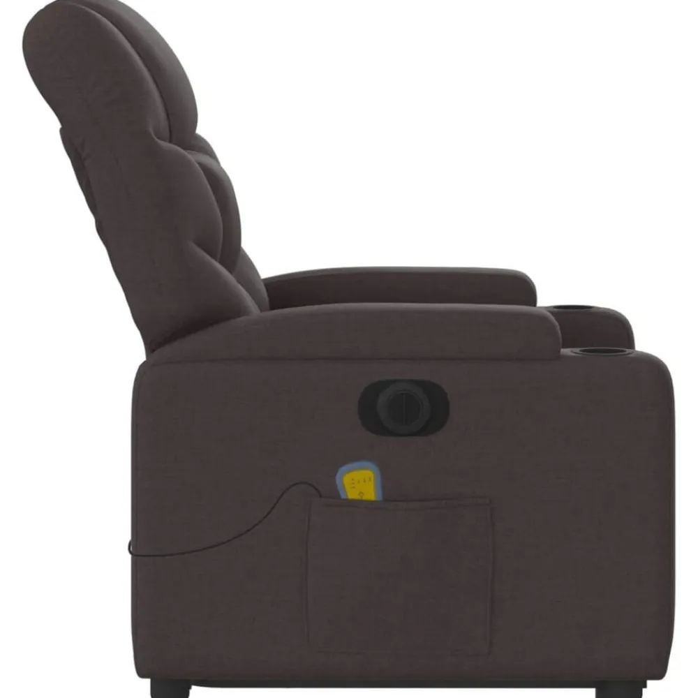 vidaXL Sillas-Sillón masaje eléctrico reclinable elevable tela marrón oscuro