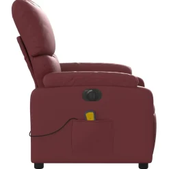 vidaXL Sillón masaje reclinable eléctrico cuero sintético rojo tinto Rojo vino tinto Online