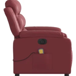 vidaXL Sillón masaje reclinable eléctrico cuero sintético rojo tinto Rojo vino tinto Clearance
