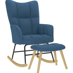 vidaXL Sillas-Sillón mecedora con taburete tela
