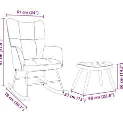 vidaXL Sillón mecedora con taburete tela Verde oscuro Discount