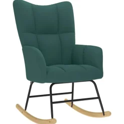 vidaXL Sillón mecedora con taburete tela Verde oscuro Discount