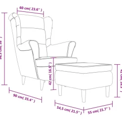 vidaXL Sillas-Sillón orejero con taburete terciopelo