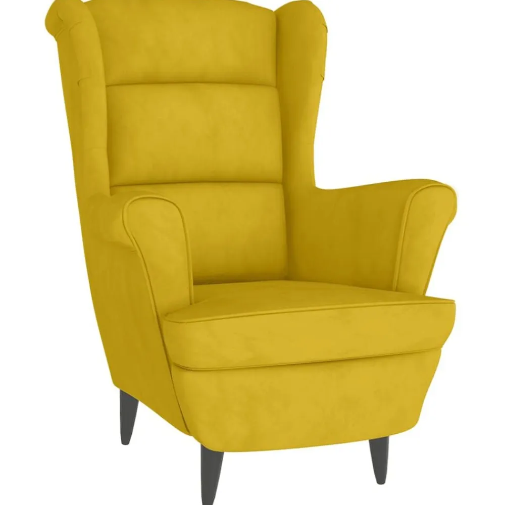 vidaXL Sillas-Sillón orejero con taburete terciopelo