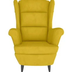 vidaXL Sillas-Sillón orejero con taburete terciopelo