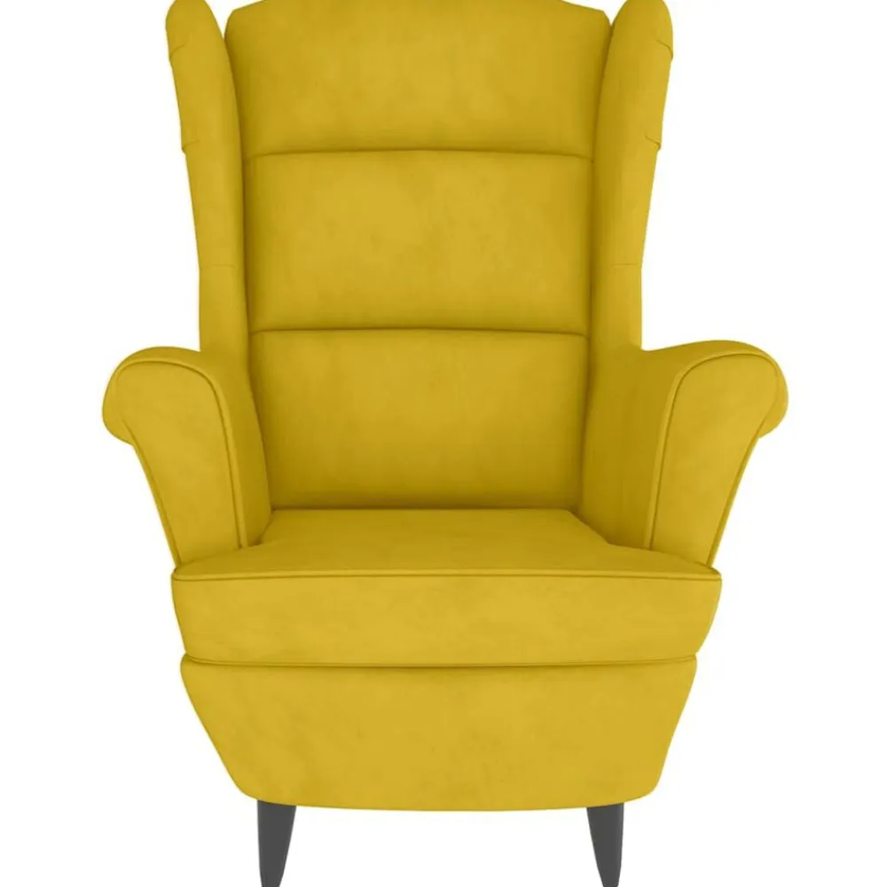 vidaXL Sillas-Sillón orejero con taburete terciopelo