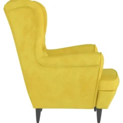 vidaXL Sillas-Sillón orejero con taburete terciopelo