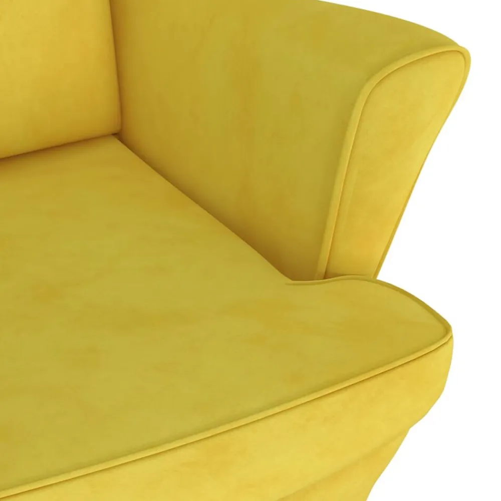 vidaXL Sillas-Sillón orejero con taburete terciopelo