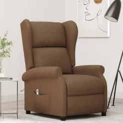vidaXL Sillas-Sillón orejero reclinable eléctrico tela marrón
