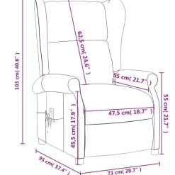 vidaXL Sillas-Sillón orejero reclinable eléctrico tela marrón