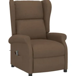 vidaXL Sillas-Sillón orejero reclinable eléctrico tela marrón