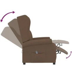 vidaXL Sillas-Sillón orejero reclinable eléctrico tela marrón