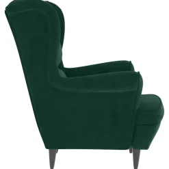 vidaXL Sillón orejero y taburete de terciopelo Verde oscuro Discount