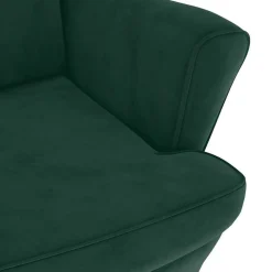 vidaXL Sillón orejero y taburete de terciopelo Verde oscuro Discount