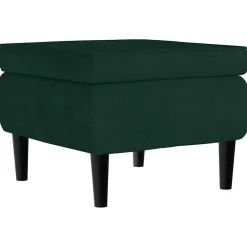vidaXL Sillón orejero y taburete de terciopelo Verde oscuro Discount