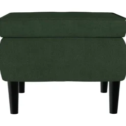 vidaXL Sillón orejero y taburete de terciopelo Verde oscuro Discount