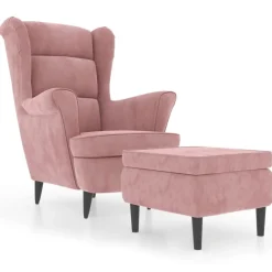 vidaXL Sillas-Sillón orejero y taburete de terciopelo