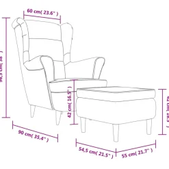 vidaXL Sillas-Sillón orejero y taburete de terciopelo