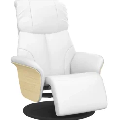 vidaXL Sillón reclinable con reposapiés cuero sintético Blanco Discount
