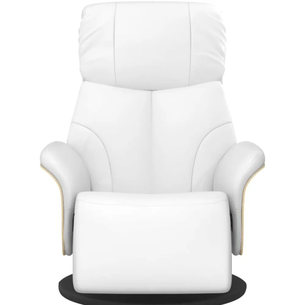vidaXL Sillón reclinable con reposapiés cuero sintético Blanco Discount