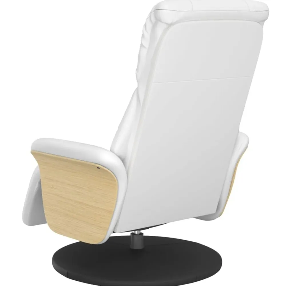 vidaXL Sillón reclinable con reposapiés cuero sintético Blanco Discount
