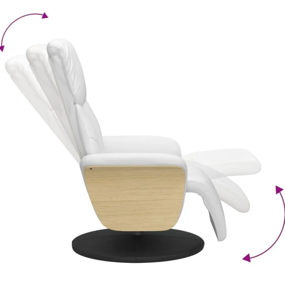 vidaXL Sillón reclinable con reposapiés cuero sintético Blanco Discount