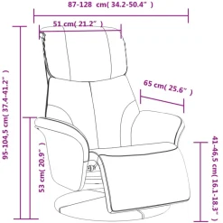 vidaXL Sillón reclinable con reposapiés cuero sintético Blanco Discount