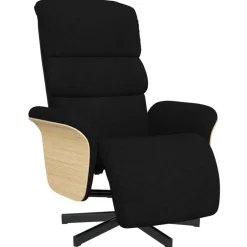 vidaXL Sillón reclinable con reposapiés tela negra Negro Online