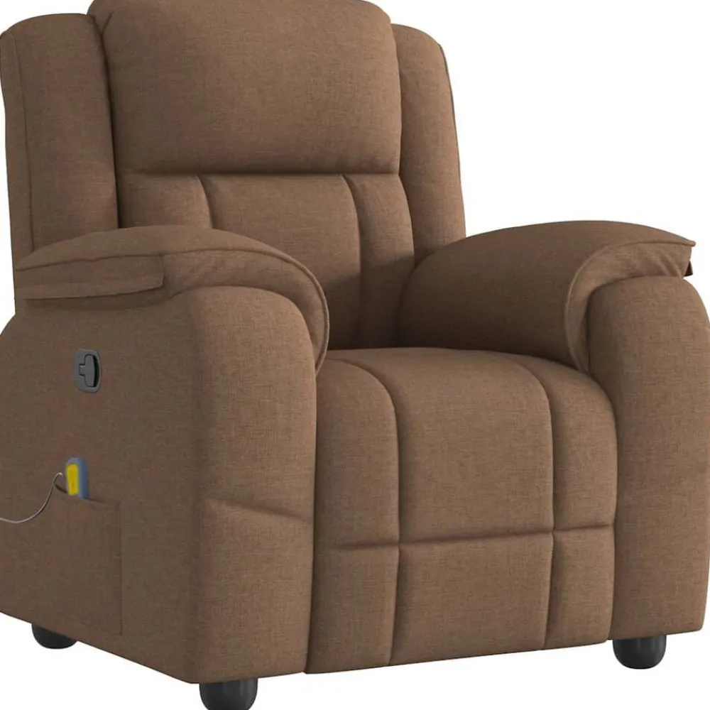 vidaXL Sillón reclinable con masaje de tela marrón Marrón Best