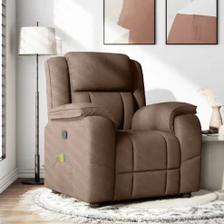 vidaXL Sillón reclinable con masaje de tela marrón Marr&oacute;n Best