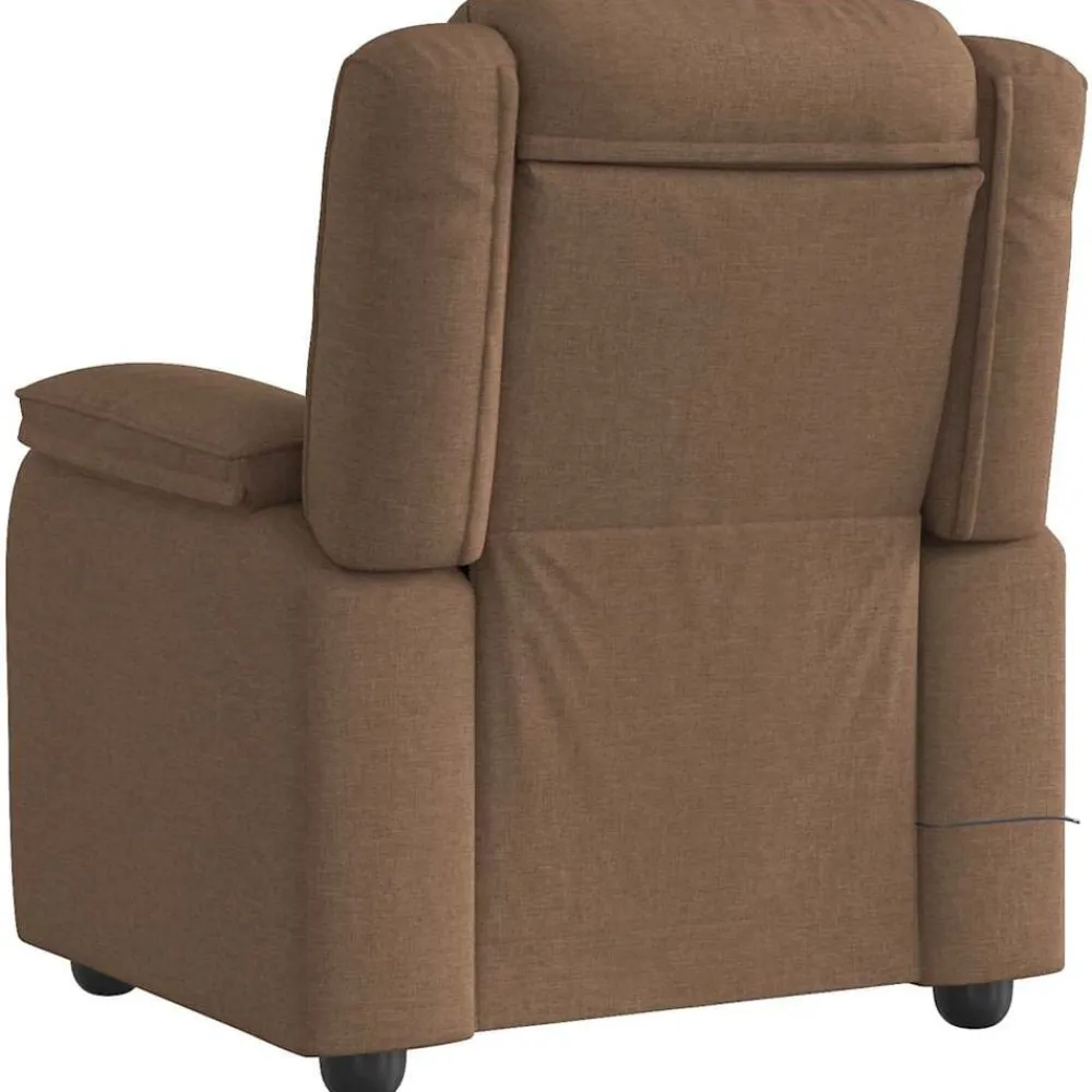 vidaXL Sillón reclinable con masaje de tela marrón Marrón Best