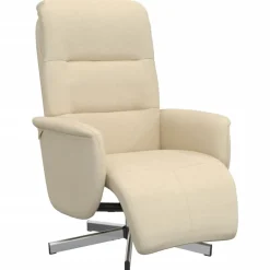 vidaXL Sillón reclinable con reposapiés tela color Crema New