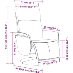 vidaXL Sillón reclinable con reposapiés cuero sintético color Crema
